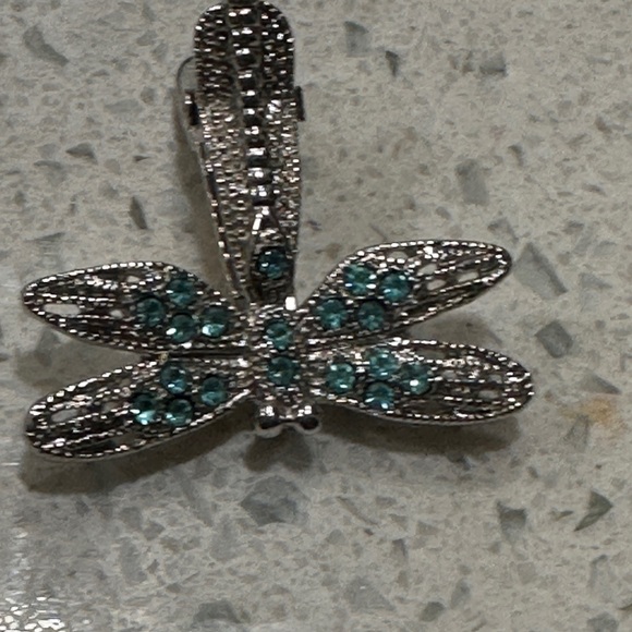 Elegant Silver and Blue Dragonfly Hairpin - Picture 3 of 6